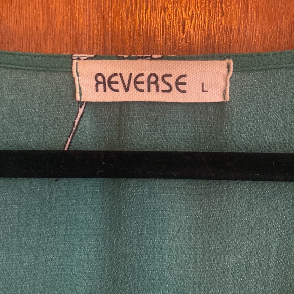 Size Large Reverse Green Floral Wrap Dress - Picture 3 of 7